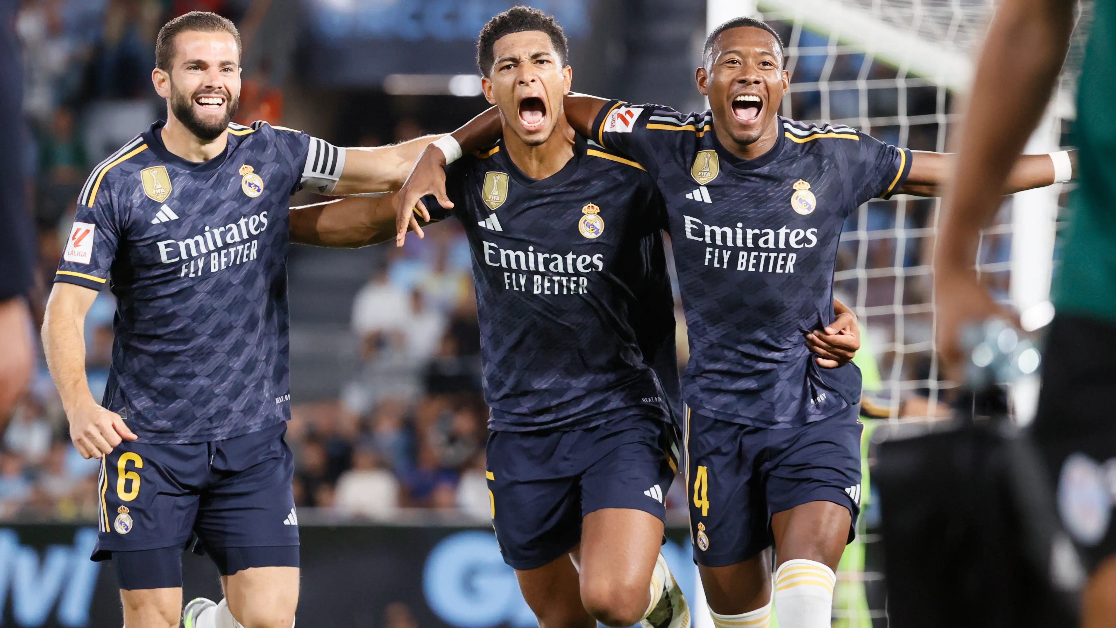 Bellingham celebra con Nacho y Alaba su gol ante el Celta Bellingham celebra con Nacho y Alaba su gol ante el Celta