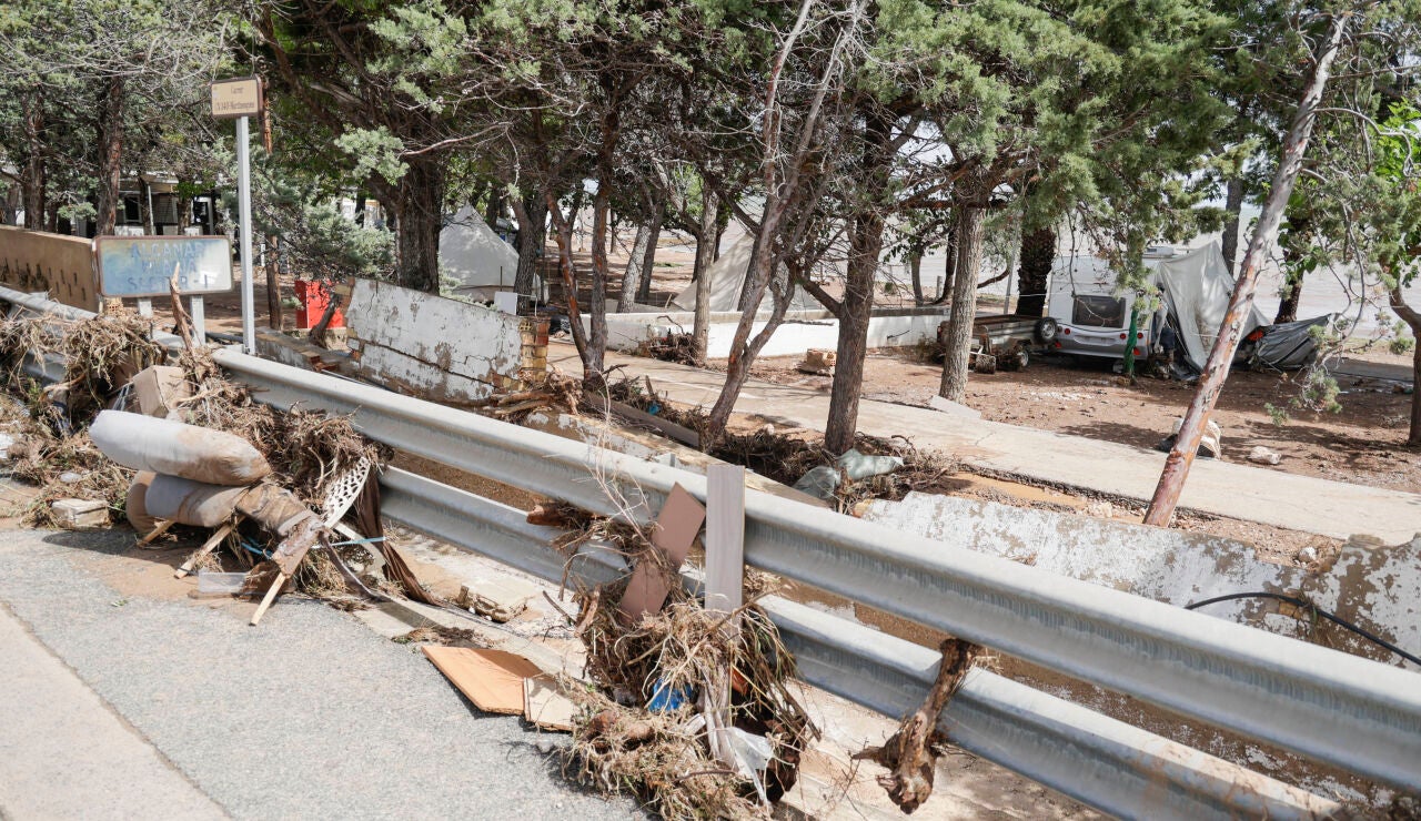 Aspecto de la N-340 entre Alcanar y Sant Carles de la R&agrave;pita por la DANA