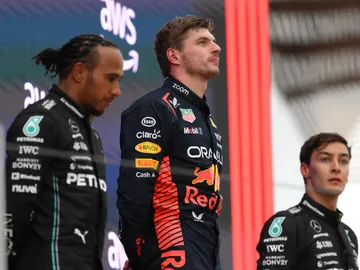 Verstappen y Hamilton en el podio Verstappen y Hamilton en el podio