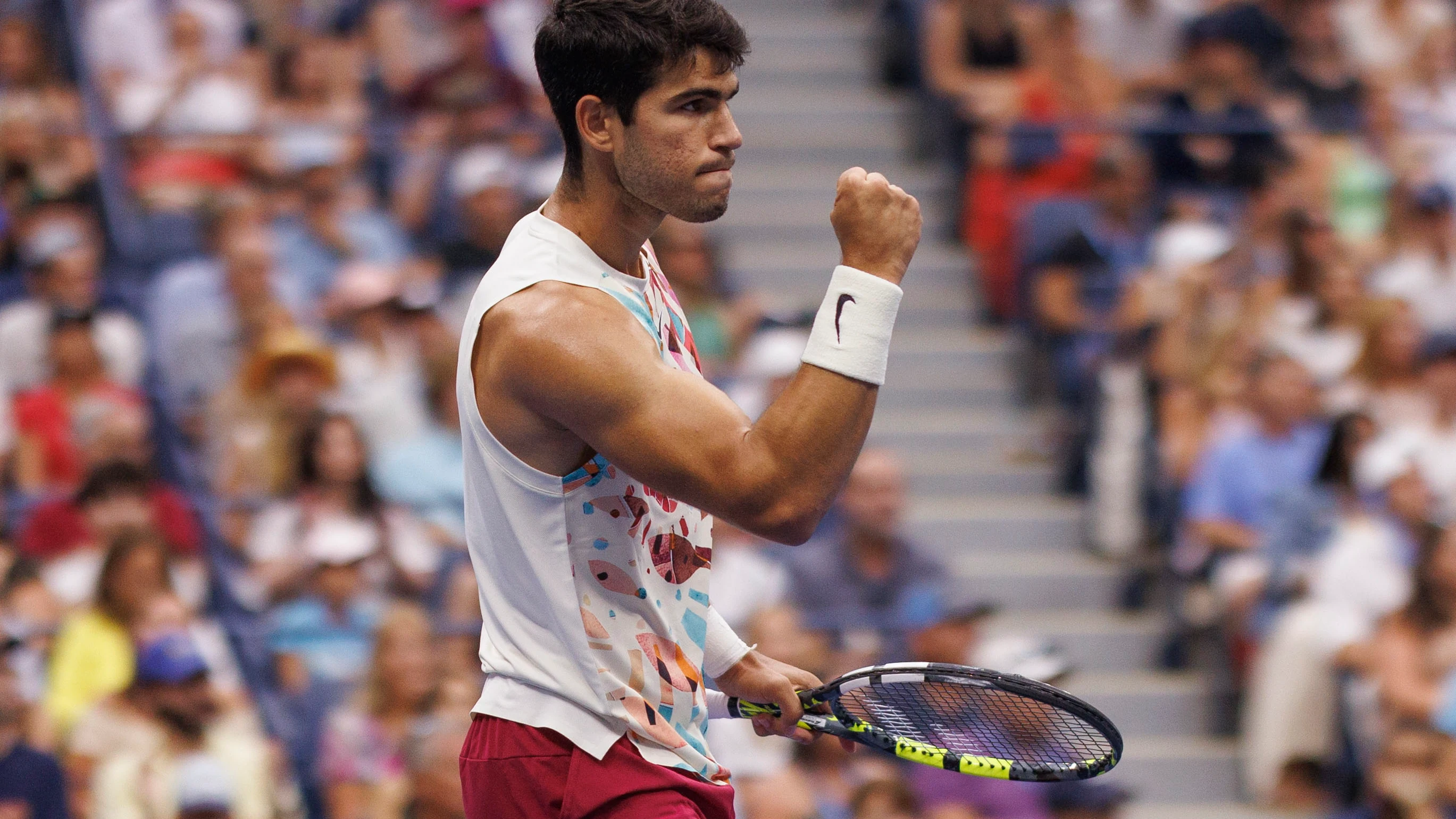 Carlos Alcaraz en el partido de octavos de final del US Open