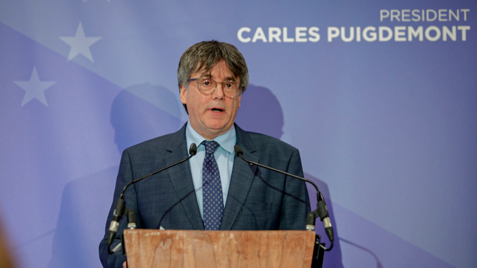 Carles Puigdemont en la rueda de prensa de este martes