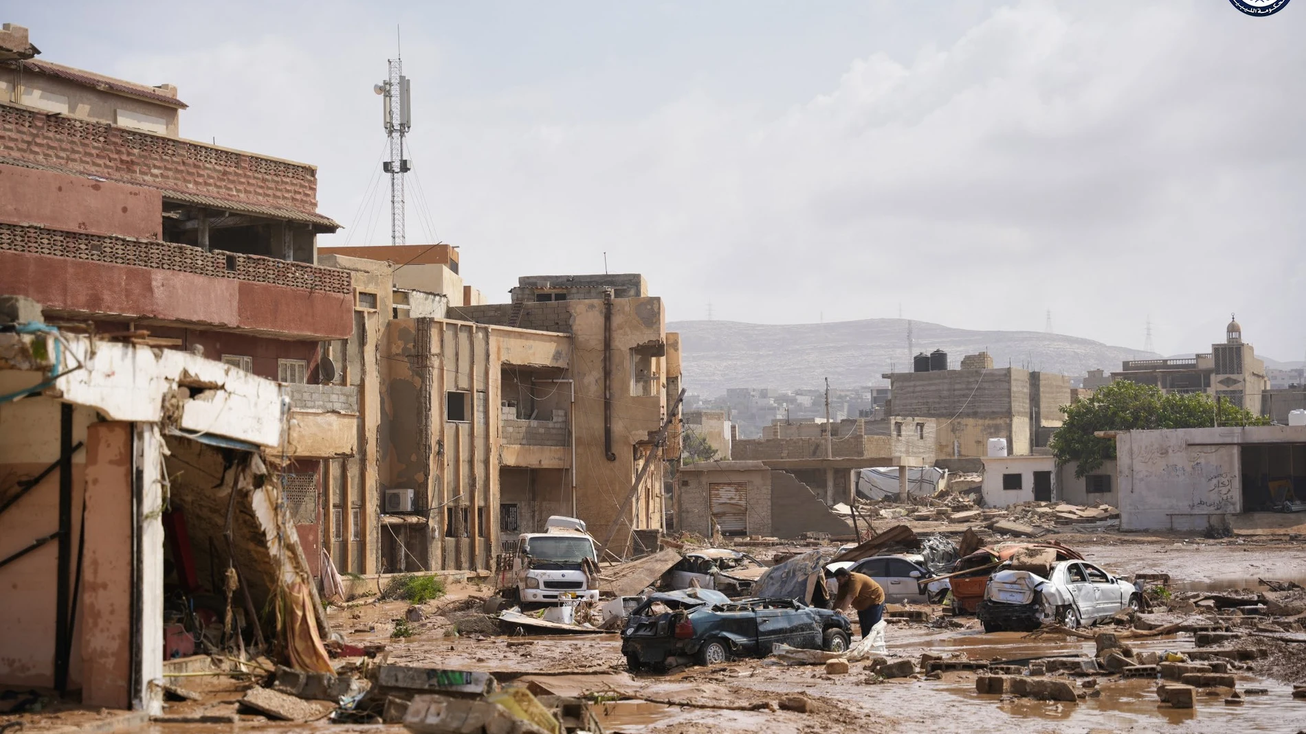Los destrozos en la ciudad de Derna, la más afectada por las lluvias torrenciales
