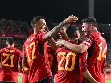 Los jugadores de España celebran un gol ante Chipre Los jugadores de España celebran un gol ante Chipre
