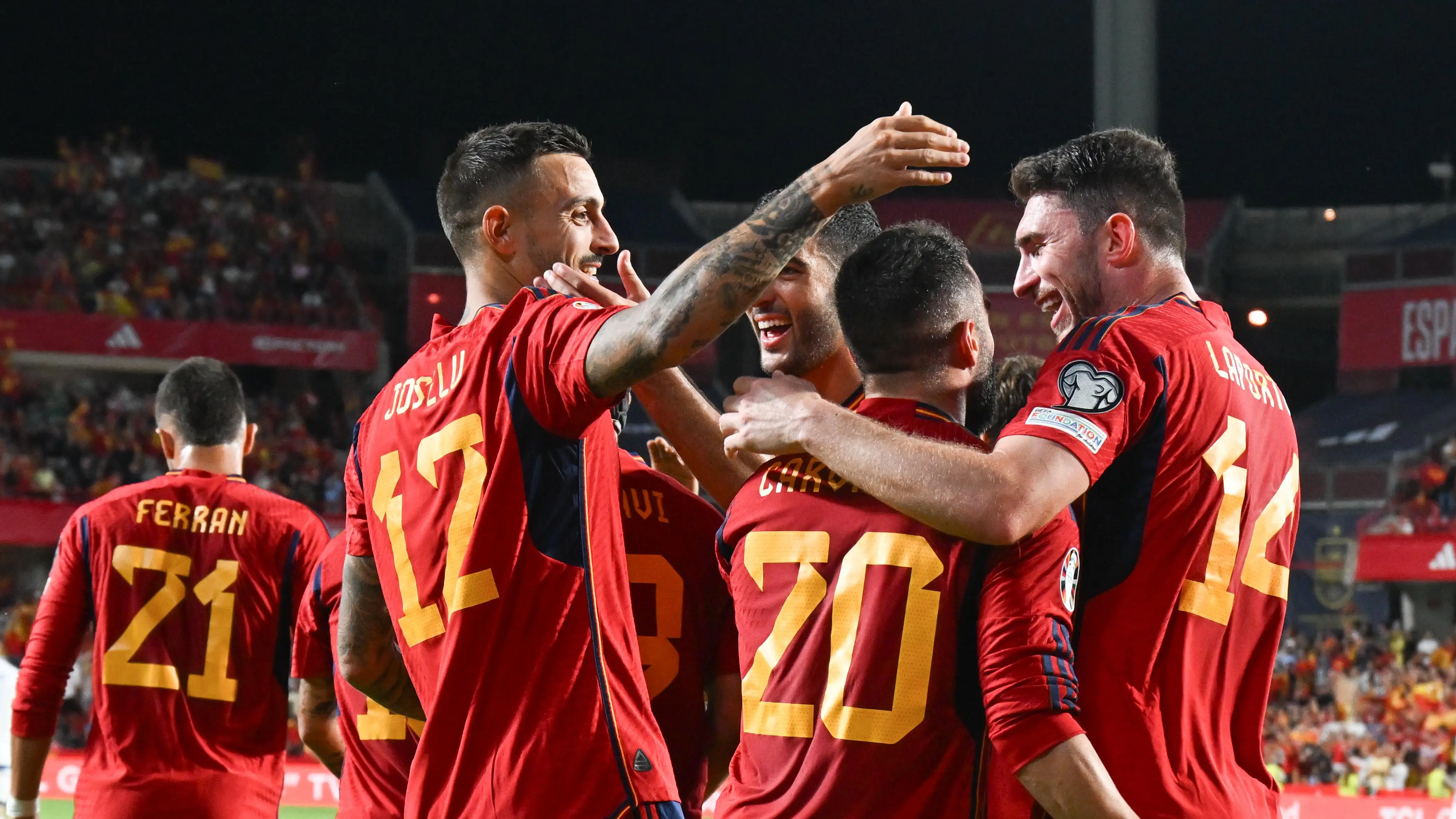 Los jugadores de España celebran un gol ante Chipre Los jugadores de España celebran un gol ante Chipre