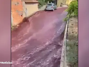 Caudales de vino tinto inundan las calles de Anadia, Portugal Caudales de vino tinto inundan las calles de Anadia, Portugal