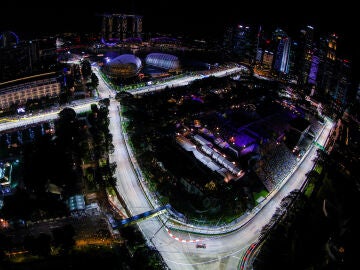 Imagen aérea del circuito de Marina Bay en Singapur, 2022