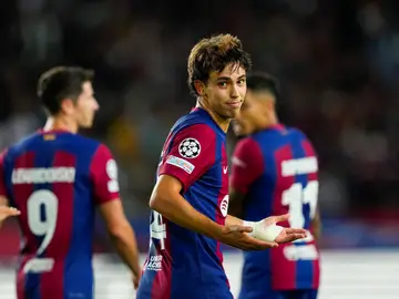 Joao Félix celebra uno de sus dos goles ante el Amberes Joao Félix celebra uno de sus dos goles ante el Amberes
