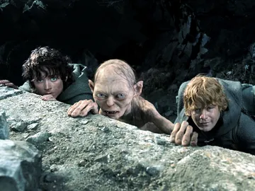 Elijah Wood, Andy Serkis, Sean Astin en El Señor de los Anillos: El Retorno del Rey Elijah Wood, Andy Serkis, Sean Astin en El Señor de los Anillos: El Retorno del Rey