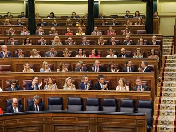 Diputados durante el debate de las lenguas cooficiales en el Congreso Diputados durante el debate de las lenguas cooficiales en el Congreso