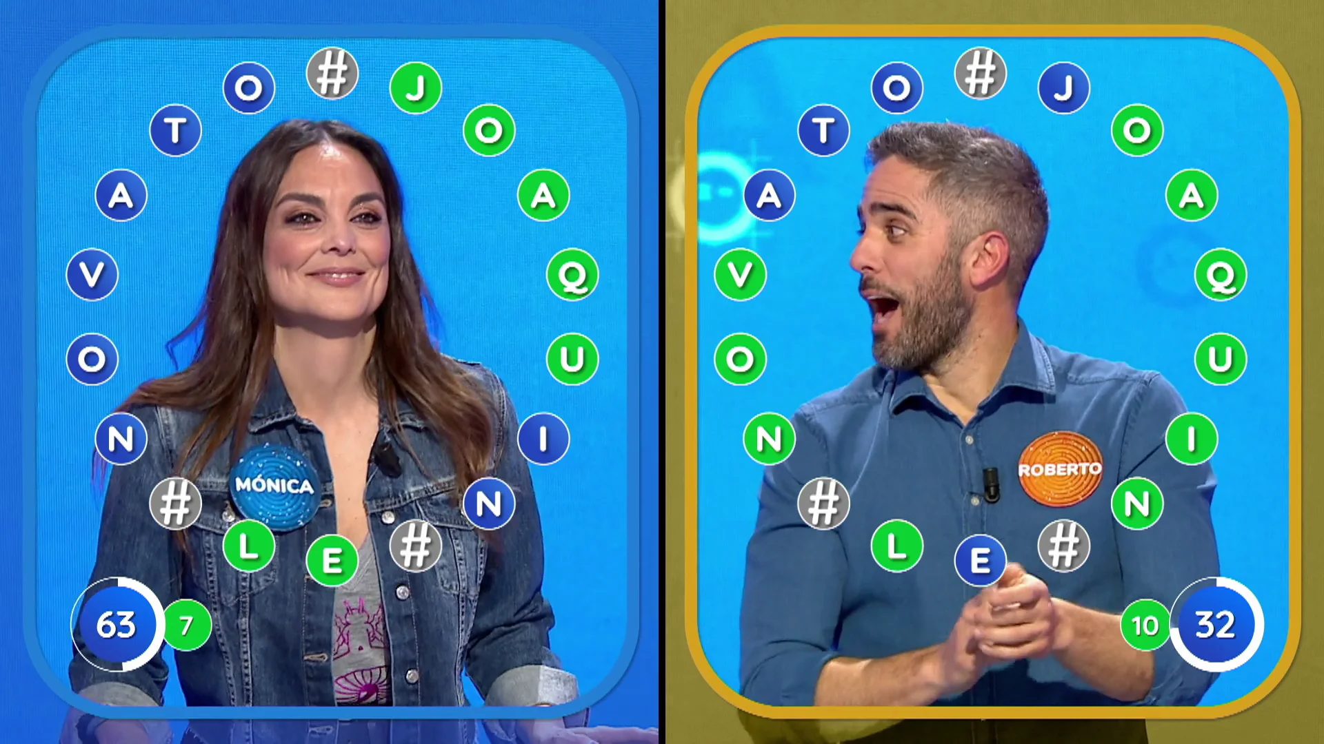 El tenso Rosco entre Mónica Carrillo y Roberto Leal en el debut de Joaquín Sánchez como presentador de Pasapalabra El tenso Rosco entre Mónica Carrillo y Roberto Leal en el debut de Joaquín Sánchez como presentador de Pasapalabra