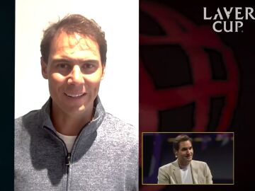 Nadal preguntando a Federer en directo en la Laver Cup 2023
