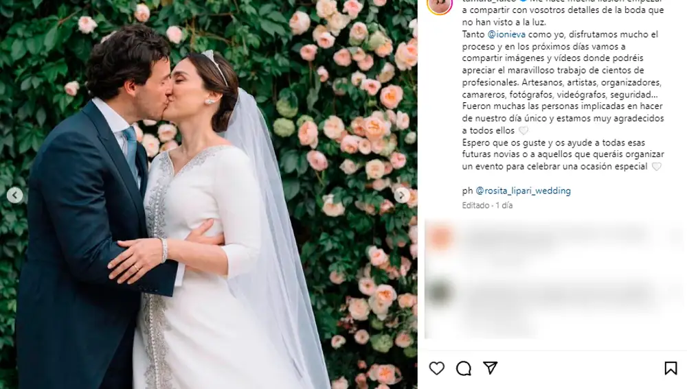 El beso de Tamara Falcó e Íñigo Onieva en su boda