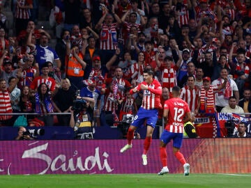 Morata celebra su primer gol ante el Real Madrid en el derbi de la jornada 6