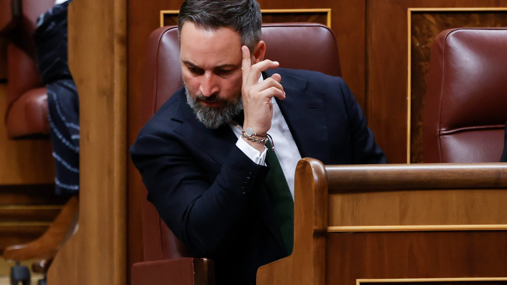 El líder de Vox, Santiago Abascal durante la primera sesión del debate de investidura del candidato Alberto Núñez Feijóo El líder de Vox, Santiago Abascal durante la primera sesión del debate de investidura del candidato Alberto Núñez Feijóo