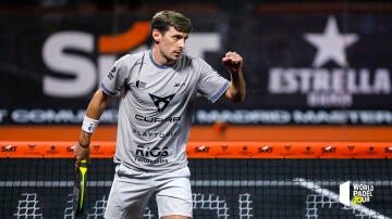Franco Stupaczuk celebra un punto en el Madrid Master 2023
