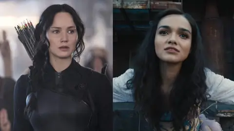 Jennifer Lawrence y Rachel Zegler en Los Juegos del hambre Jennifer Lawrence y Rachel Zegler en Los Juegos del hambre