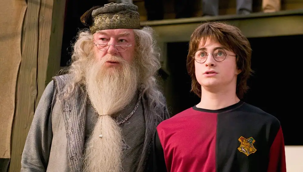 Dumbledore y Harry Potter, Michael Gambon y Daniel Radcliffe en Harry Potter