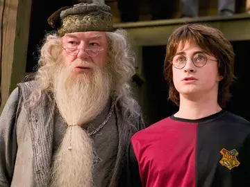 Dumbledore y Harry Potter, Michael Gambon y Daniel Radcliffe en Harry Potter Dumbledore y Harry Potter, Michael Gambon y Daniel Radcliffe en Harry Potter
