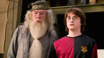 Dumbledore y Harry Potter, Michael Gambon y Daniel Radcliffe en Harry Potter Dumbledore y Harry Potter, Michael Gambon y Daniel Radcliffe en Harry Potter