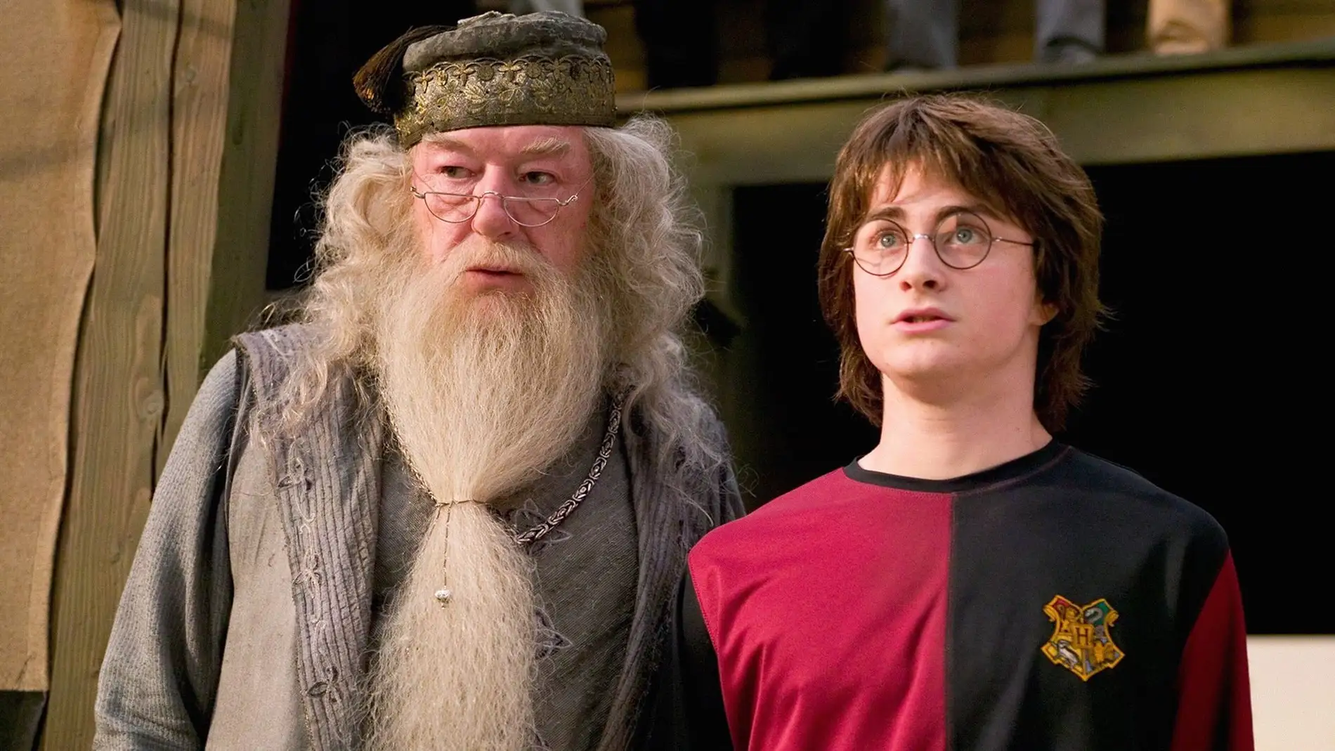 Dumbledore y Harry Potter, Michael Gambon y Daniel Radcliffe en Harry Potter