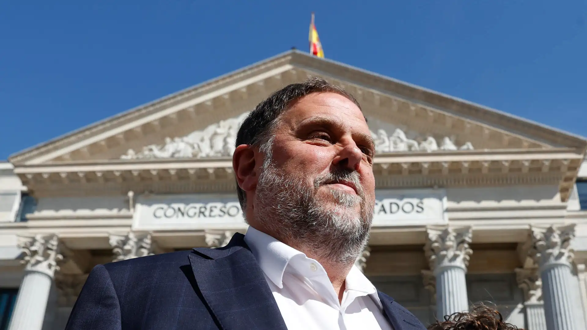 El presidente de ERC, Oriol Junqueras, en la entrada del Congreso de los Diputados