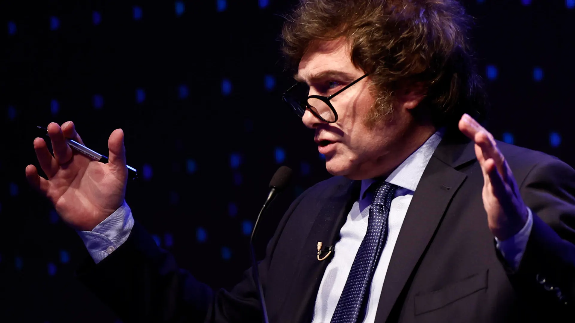El candidato Javier Milei durante el Debate Presidencial 2023