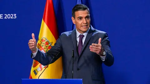 Sánchez en la rueda de prensa de la cumbre europea en Granada Sánchez en la rueda de prensa de la cumbre europea en Granada