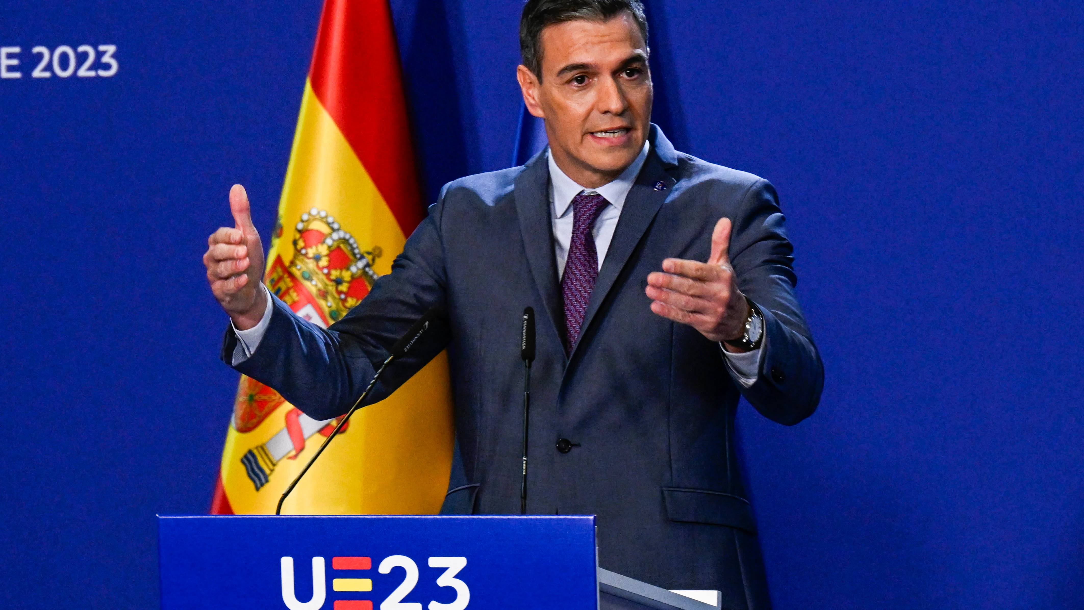 Sánchez en la rueda de prensa de la cumbre europea en Granada Sánchez en la rueda de prensa de la cumbre europea en Granada