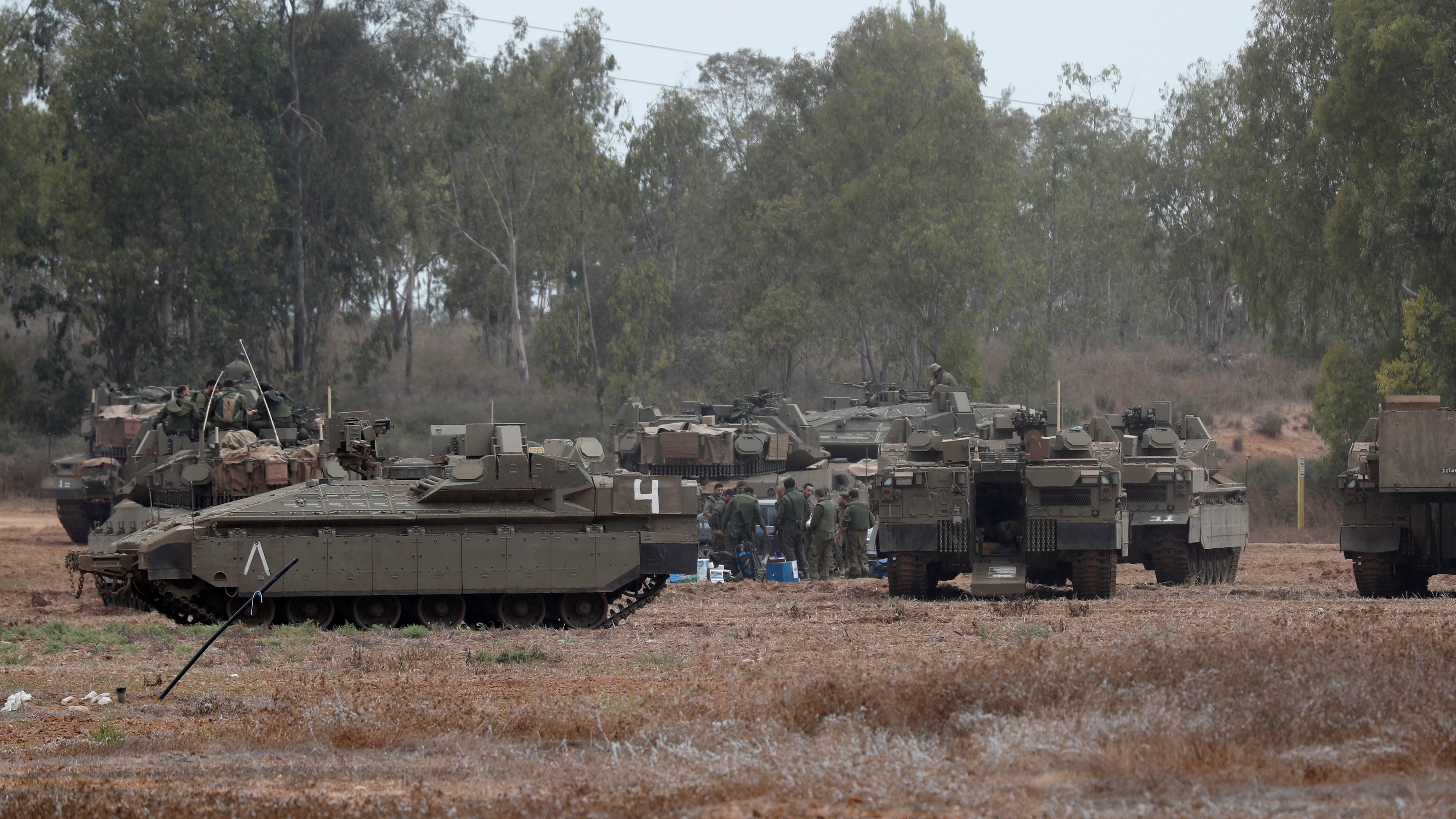 Las tropas militares de Israel cerca de Gaza Las tropas militares de Israel cerca de Gaza