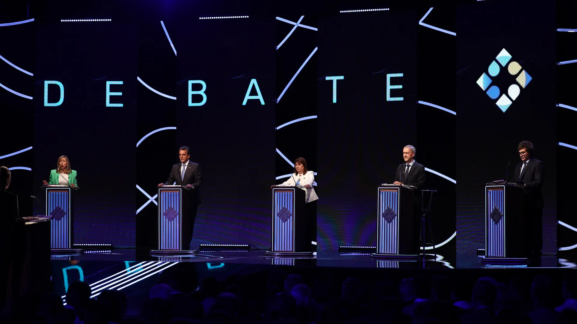 Debate presidencial en Argentina Los cinco participantes en el segundo debate electoral