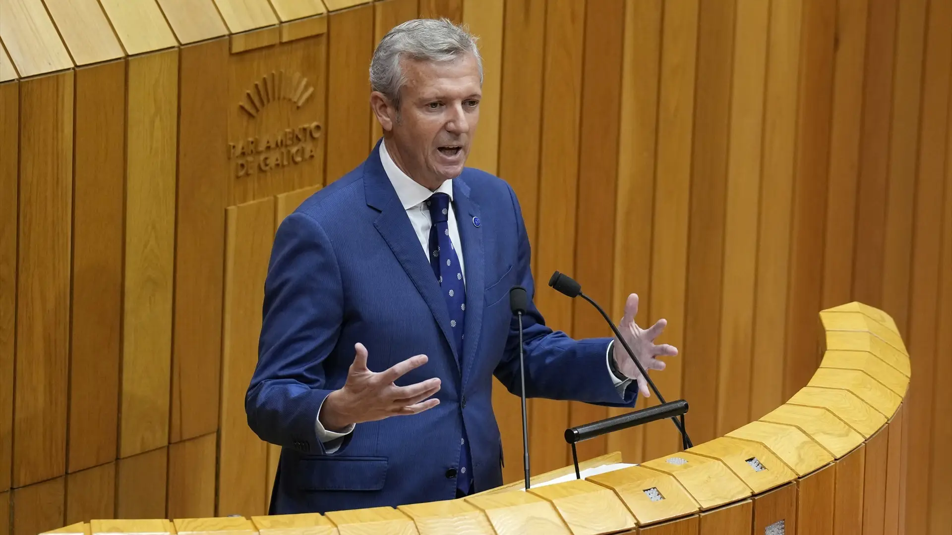 El presidente de la Xunta de Galicia, Alfonso Rueda, durante el debate sobre el estado de la autonom&iacute;a de Galicia