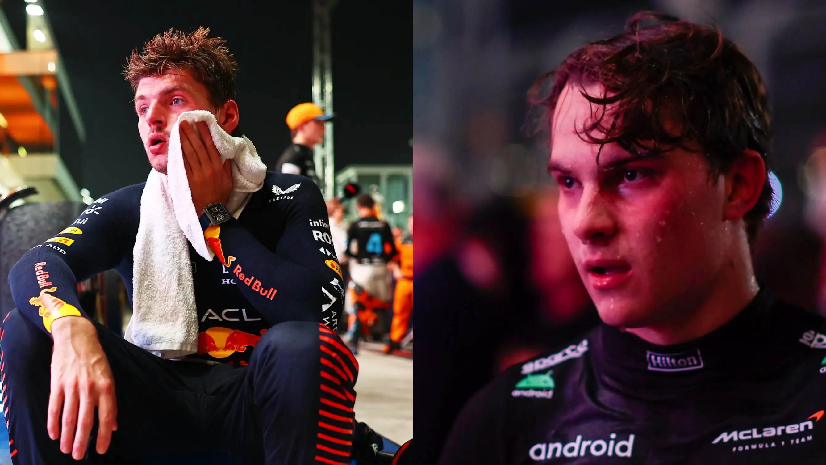 Max Verstappen y Oscar Piastri, extenuados tras la carrera en Losail