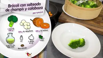 Ingredientes brócoli con salteado de champis y calabaza