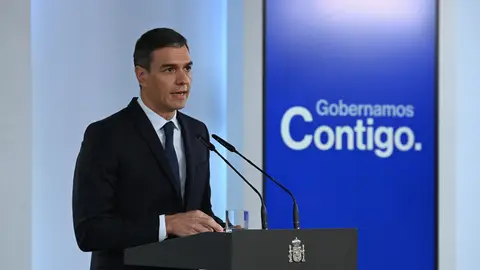 Pedro Sánchez, durante una declaración institucional Pedro Sánchez, durante una declaración institucional