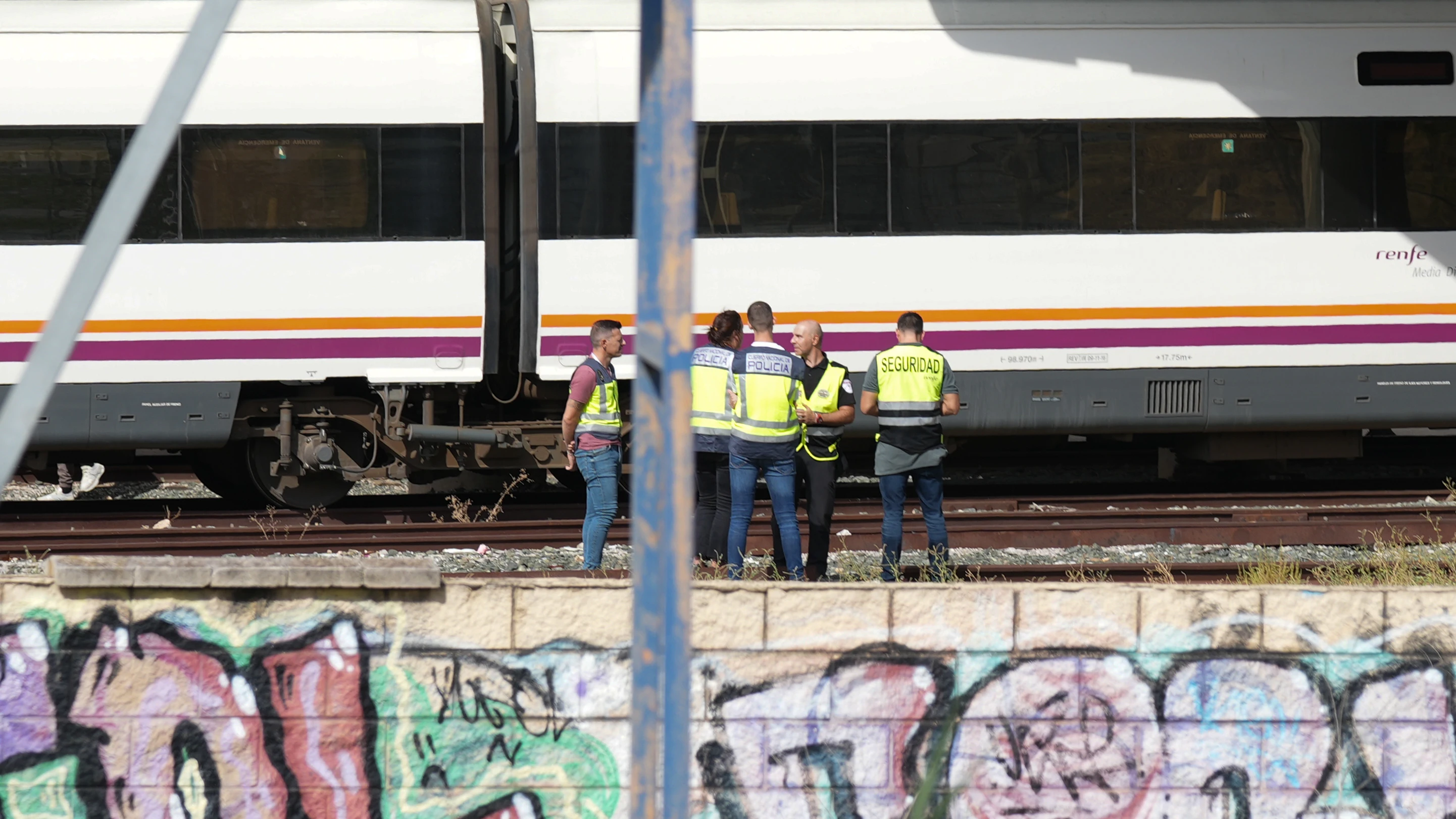 La policía junto al tren donde se ha localizado el cádaver La policía junto al tren donde se ha localizado el cádaver