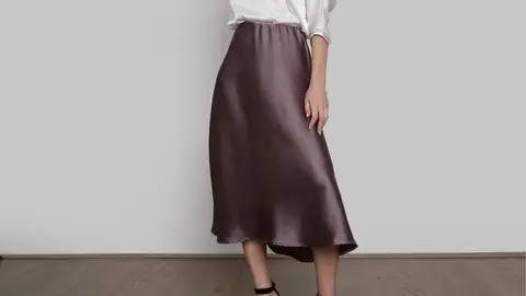 Falda midi satinada Falda midi satinada