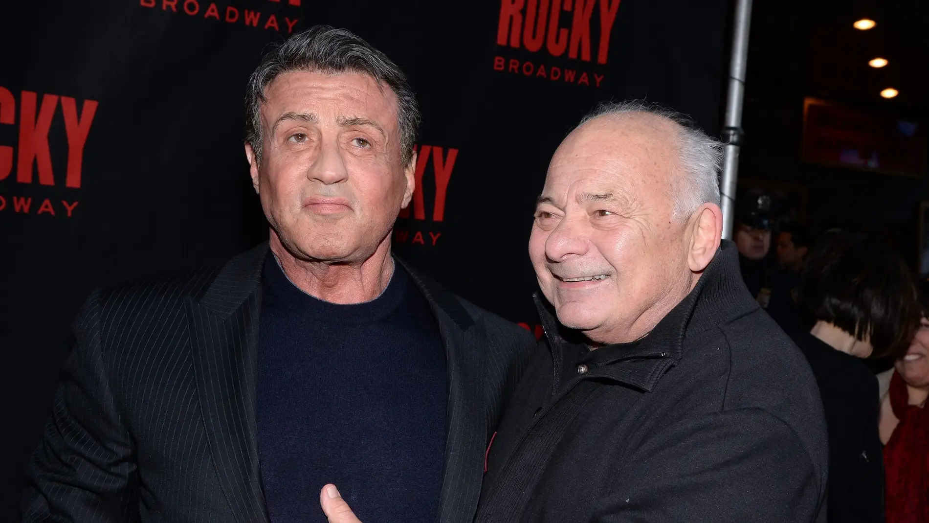 Sylvester Stallone y Burt Young en la premiere de Rocky el musical de Broadway en 2014