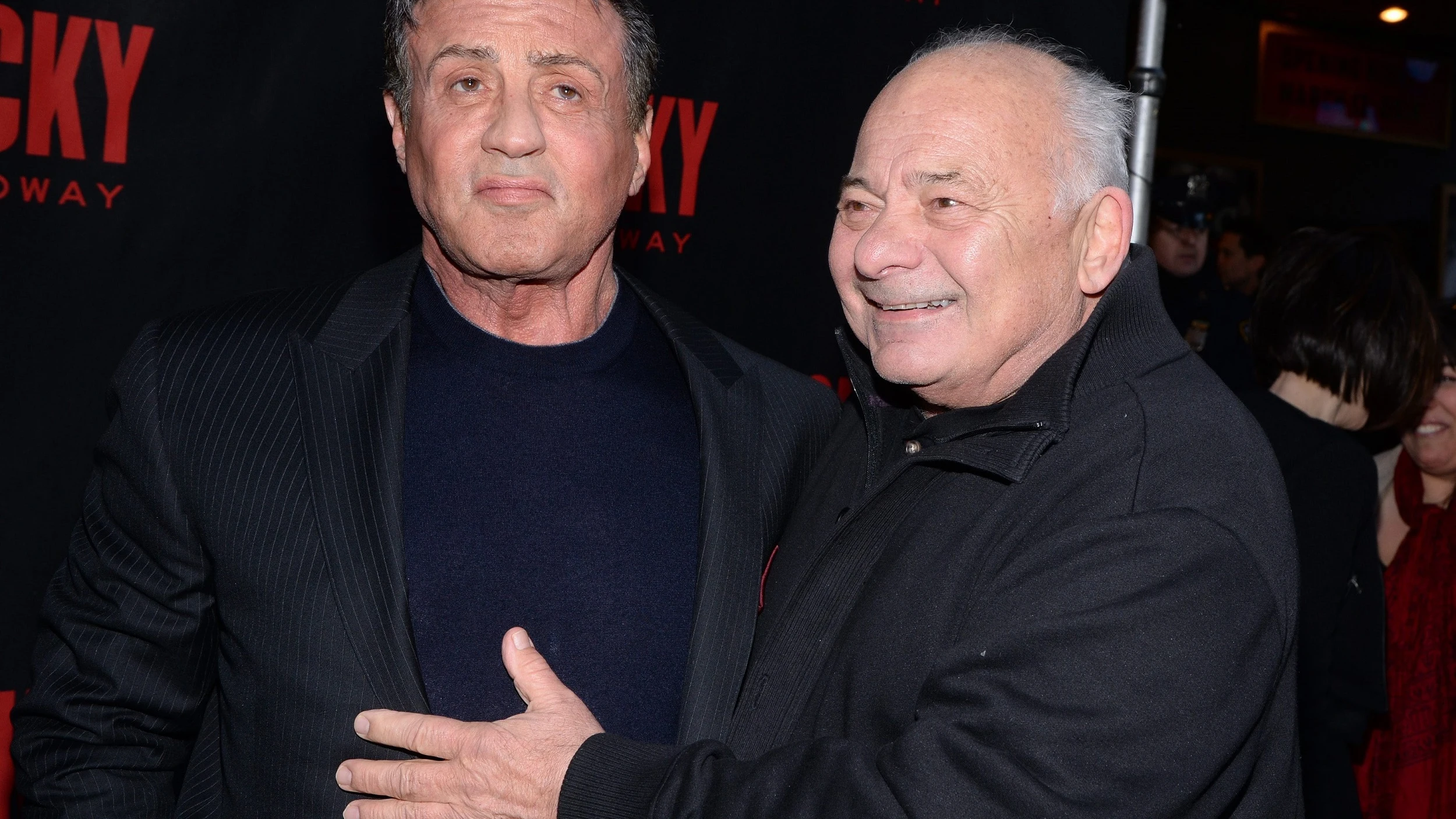 Sylvester Stallone y Burt Young en la premiere de Rocky el musical de Broadway en 2014 Sylvester Stallone y Burt Young en la premiere de Rocky el musical de Broadway en 2014