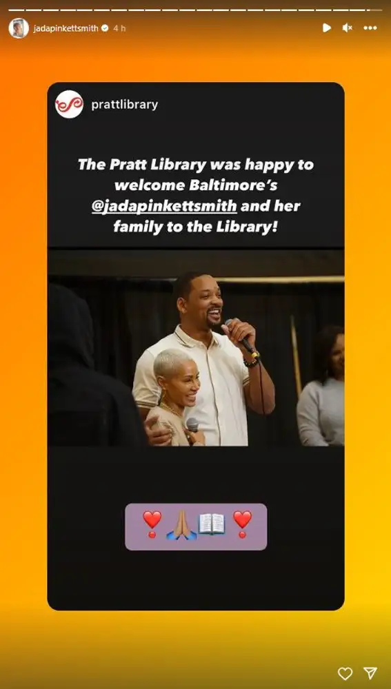 Will Smith aparece abrazado a Jada Pinkett en una biblioteca en Baltimore