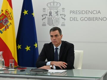 Pedro Sánchez, durante la reunión extraordinaria del Consejo Europeo celebrado el martes por videoconferencia.