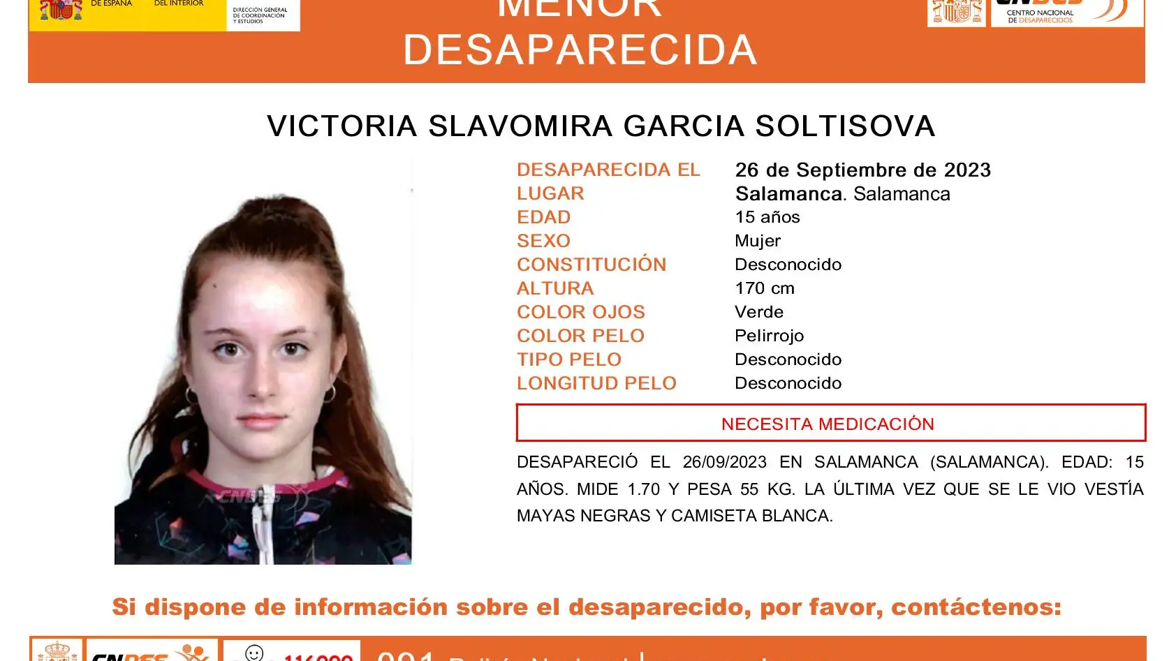 La joven de 15 a&ntilde;os desaparecida