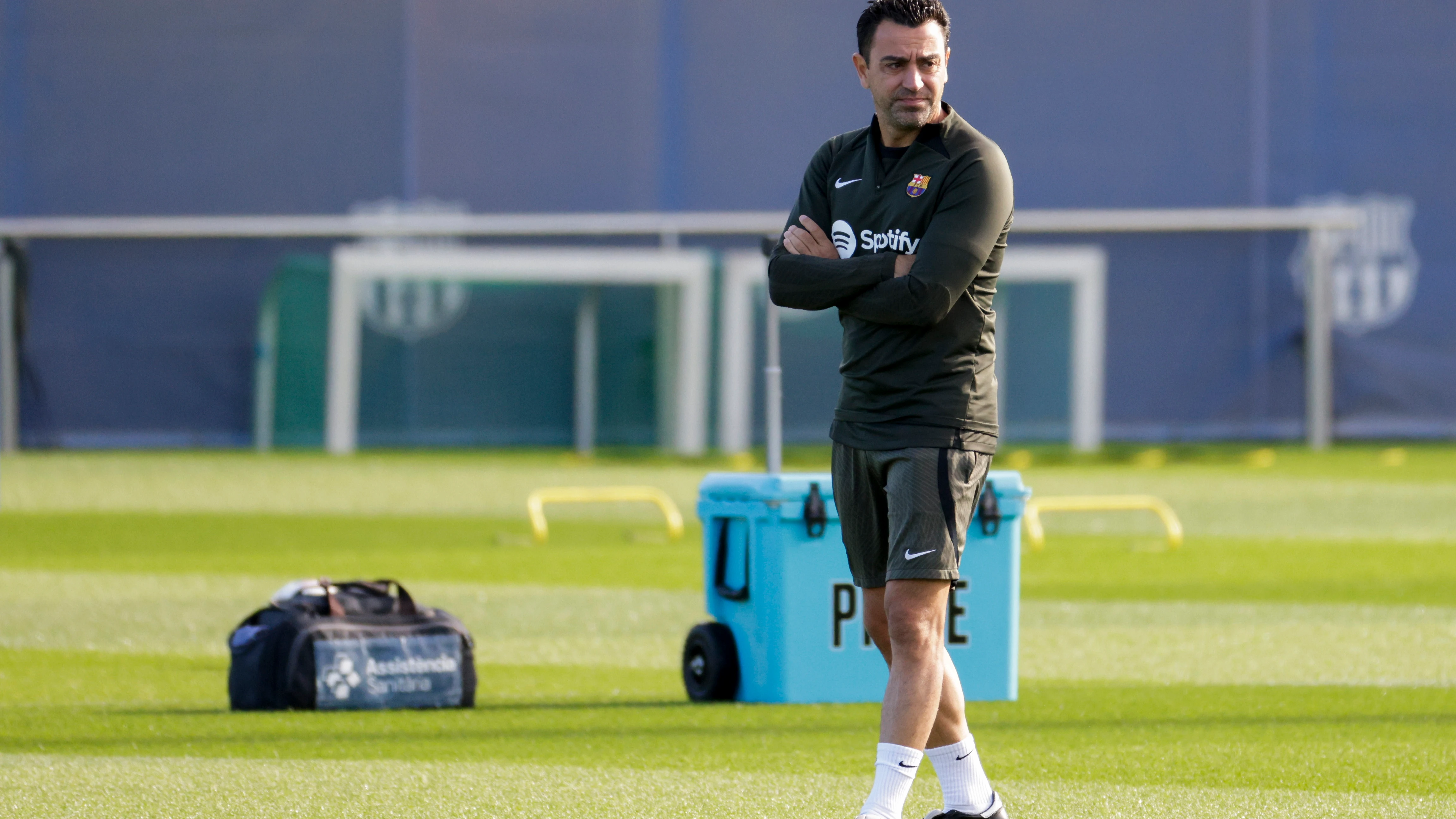 Xavi Hern&aacute;ndez, en el entrenamiento del Barcelona de este viernes