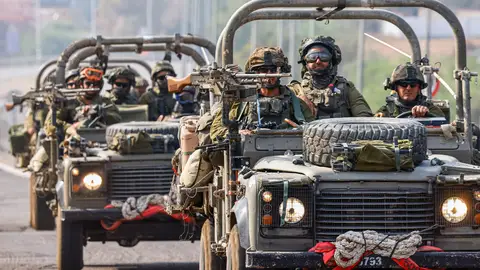 Imagen de militares israelíes cerca de la frontera de Gaza Imagen de militares israelíes cerca de la frontera de Gaza