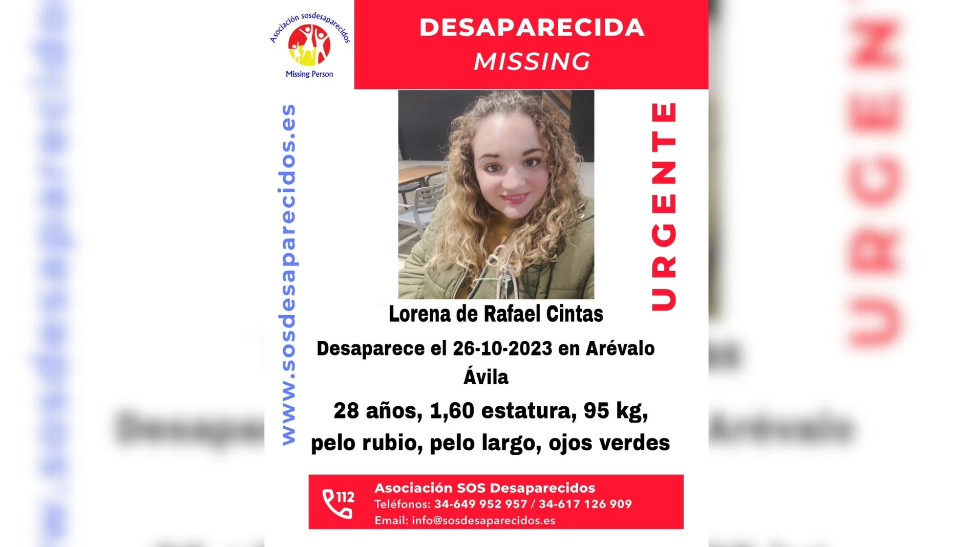 Imagen de la joven de 28 años desaparecida en Ávila