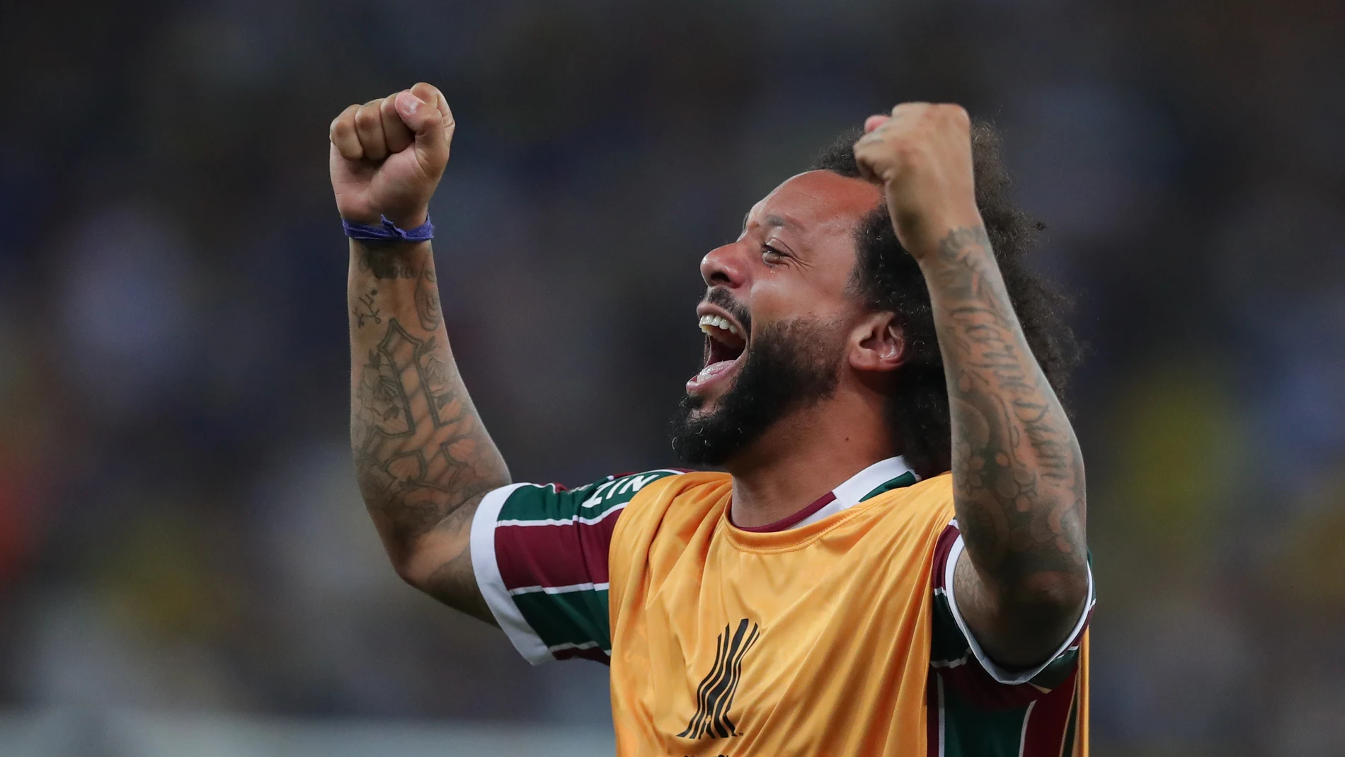 Marcelo celebra la victoria de Fluminense ante Boca en la final de la Copa Libertadores (1-2)