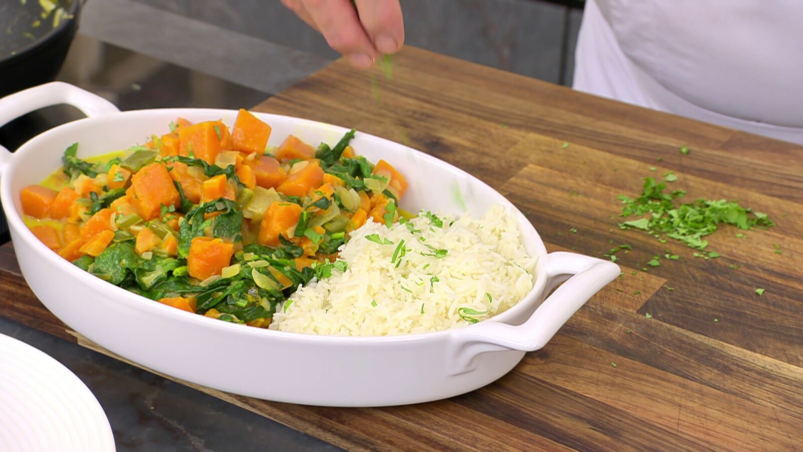 Receta de curry de calabaza y espinacas con arroz, de Arguiñano: 
