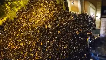 Imagen aérea de las protestas en Ferraz