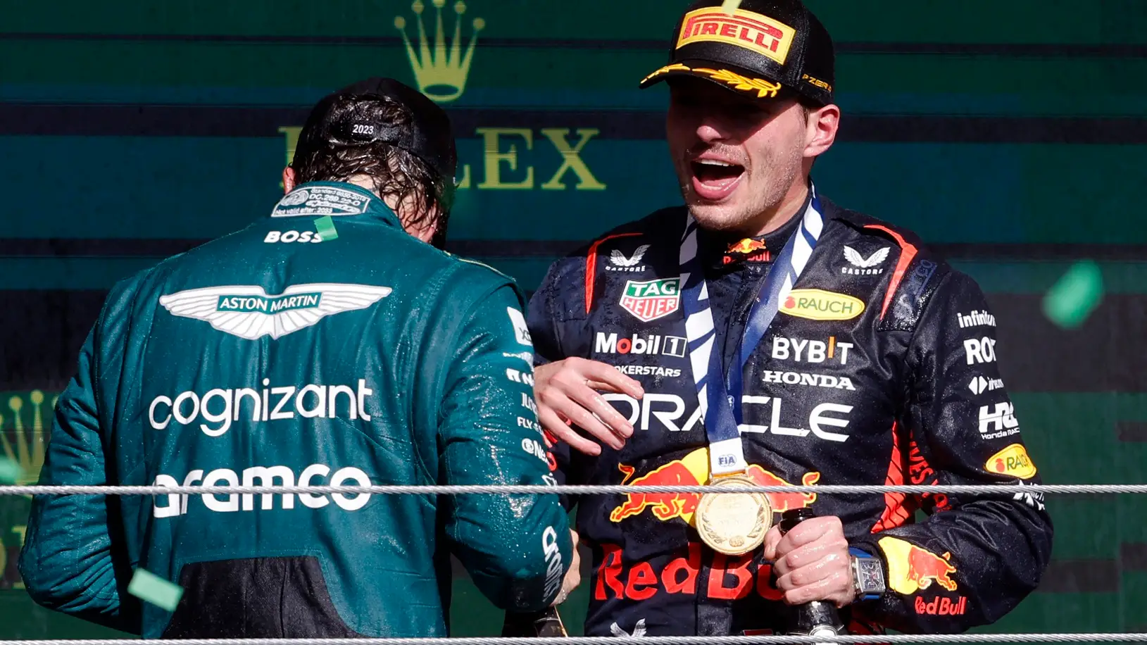 Max Verstappen, junto a Alonso en el podio de Interlagos Max Verstappen, junto a Alonso en el podio de Interlagos