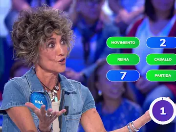 Ana García Lozano amaga con abandonar el plató tras sufrir un jaque mate en Pasapalabra Ana García Lozano amaga con abandonar el plató tras sufrir un jaque mate en Pasapalabra