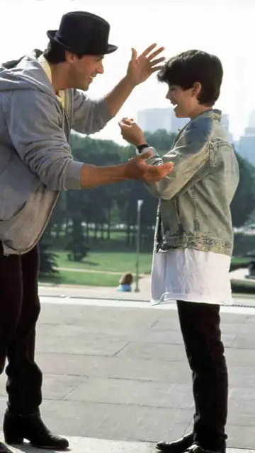 Sylvester Stallone y su Sage Stallone en Rocky V en 1990 Sylvester Stallone y su Sage Stallone en Rocky V en 1990